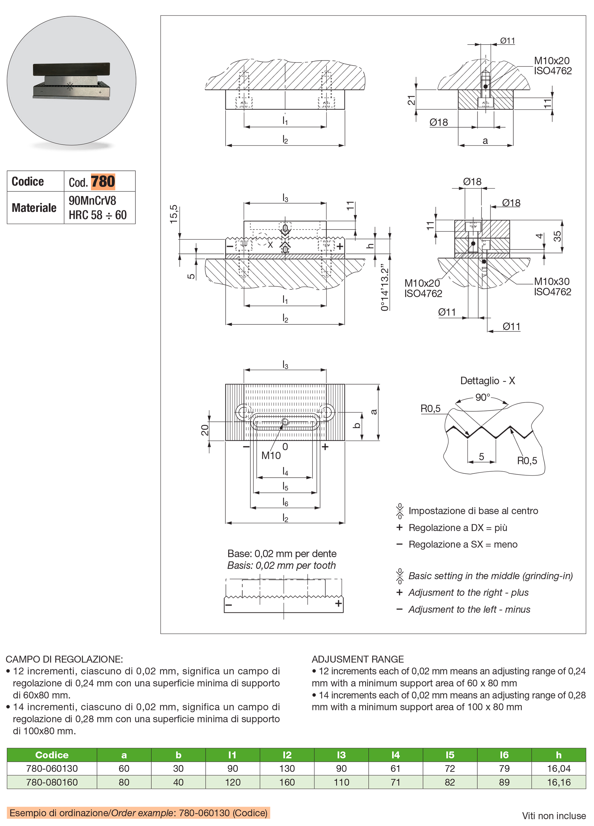 Spacer plates, toothed with adjusting plate