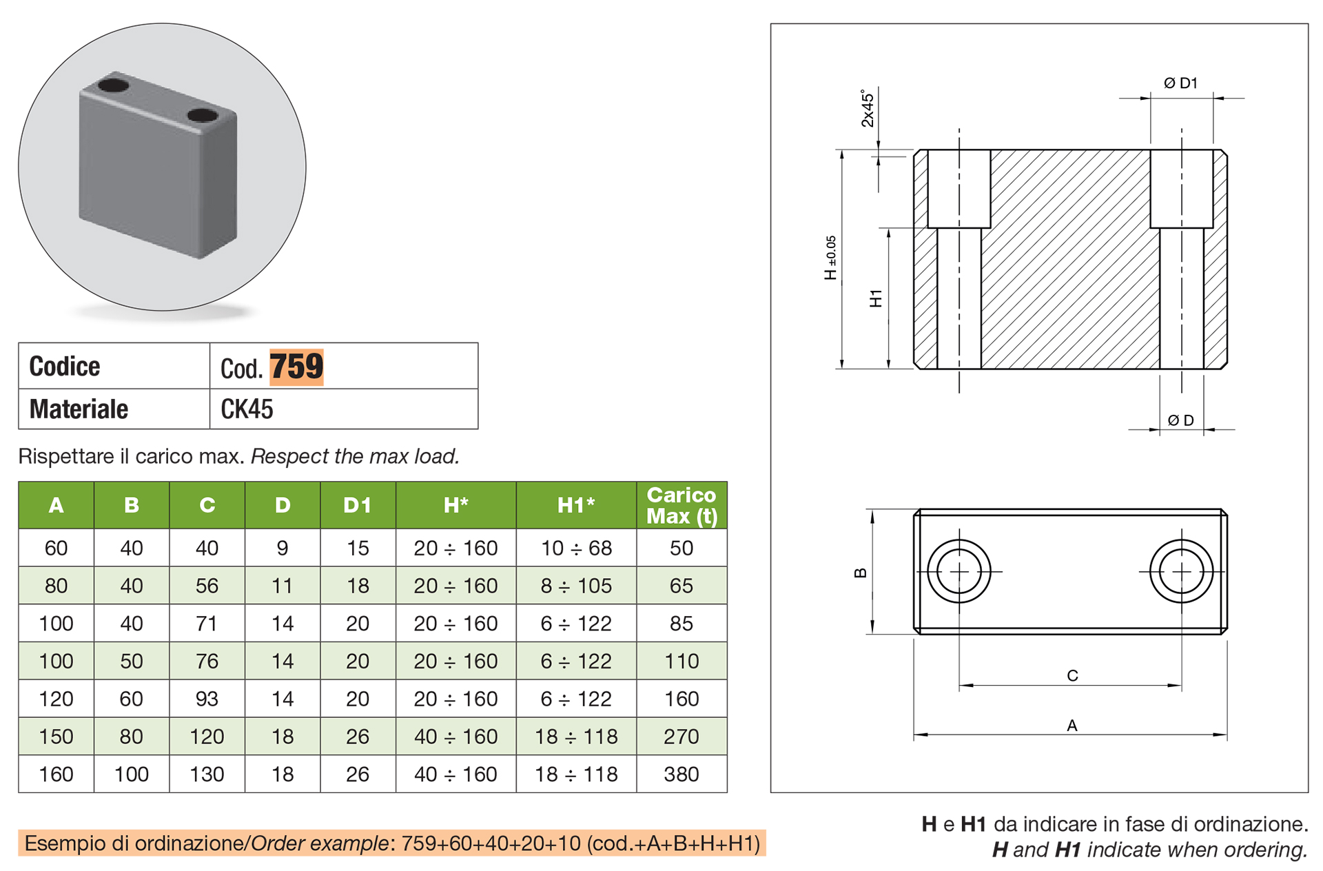 Rectangular balance block