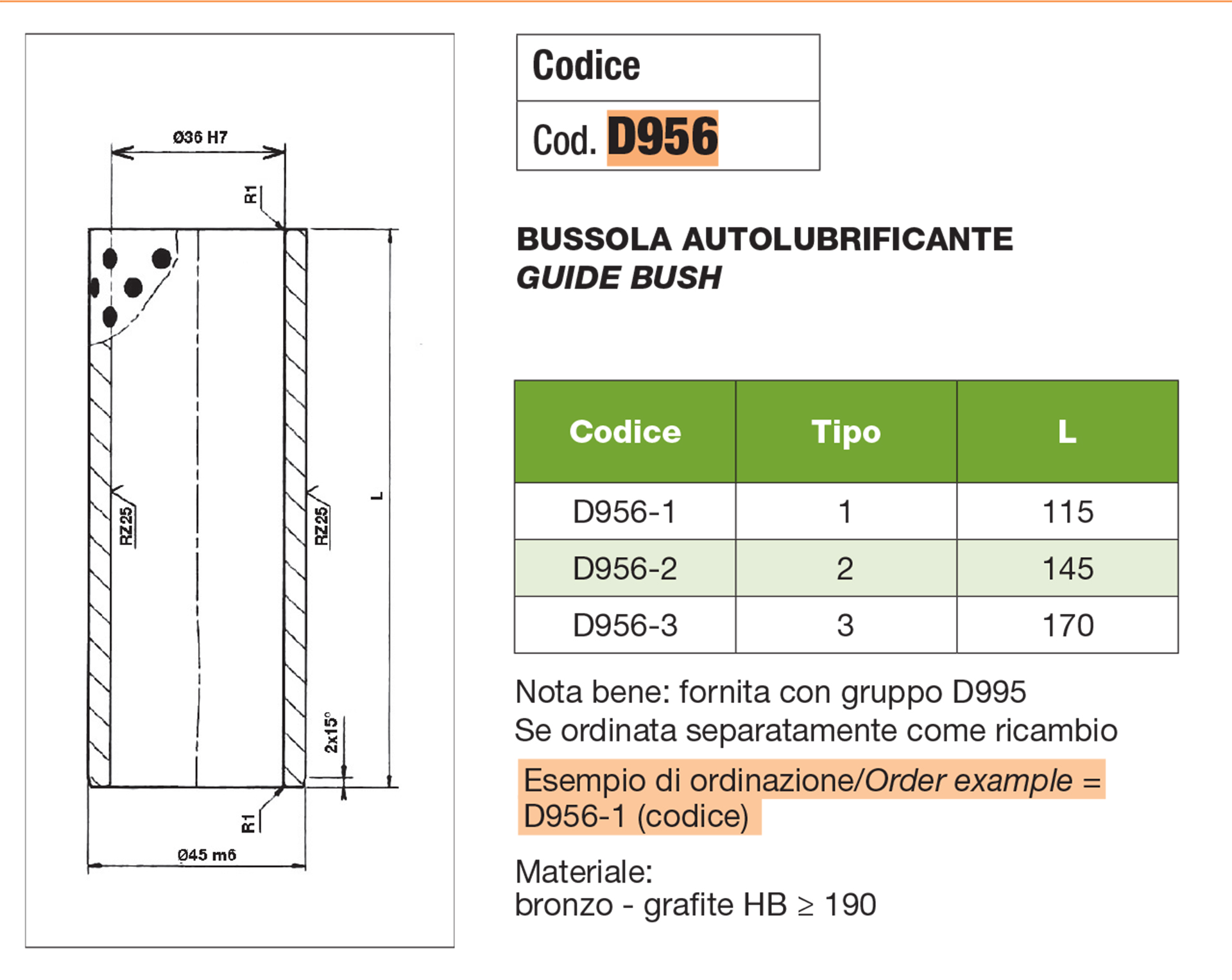 Bussola autolurificante