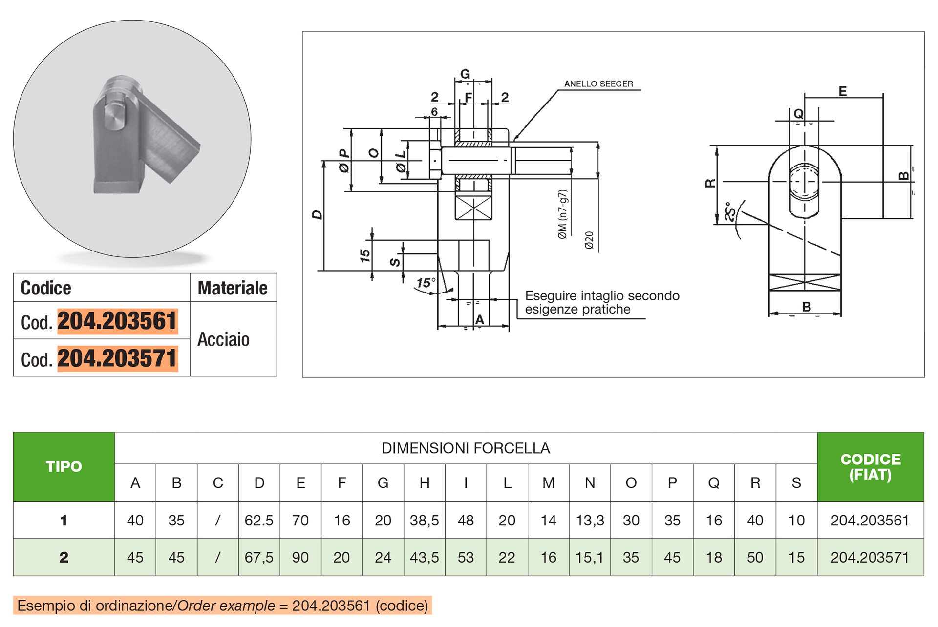 Forcella a snodo per barre espulsori a parallelogramma