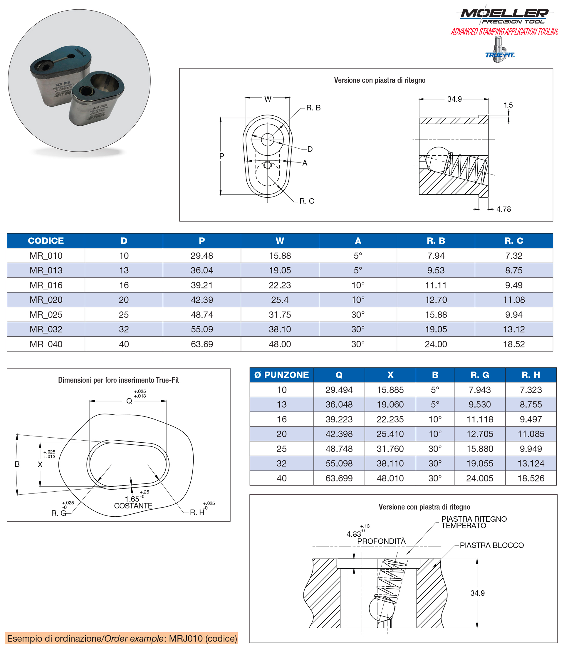 Insertable punch retainers True-Fit