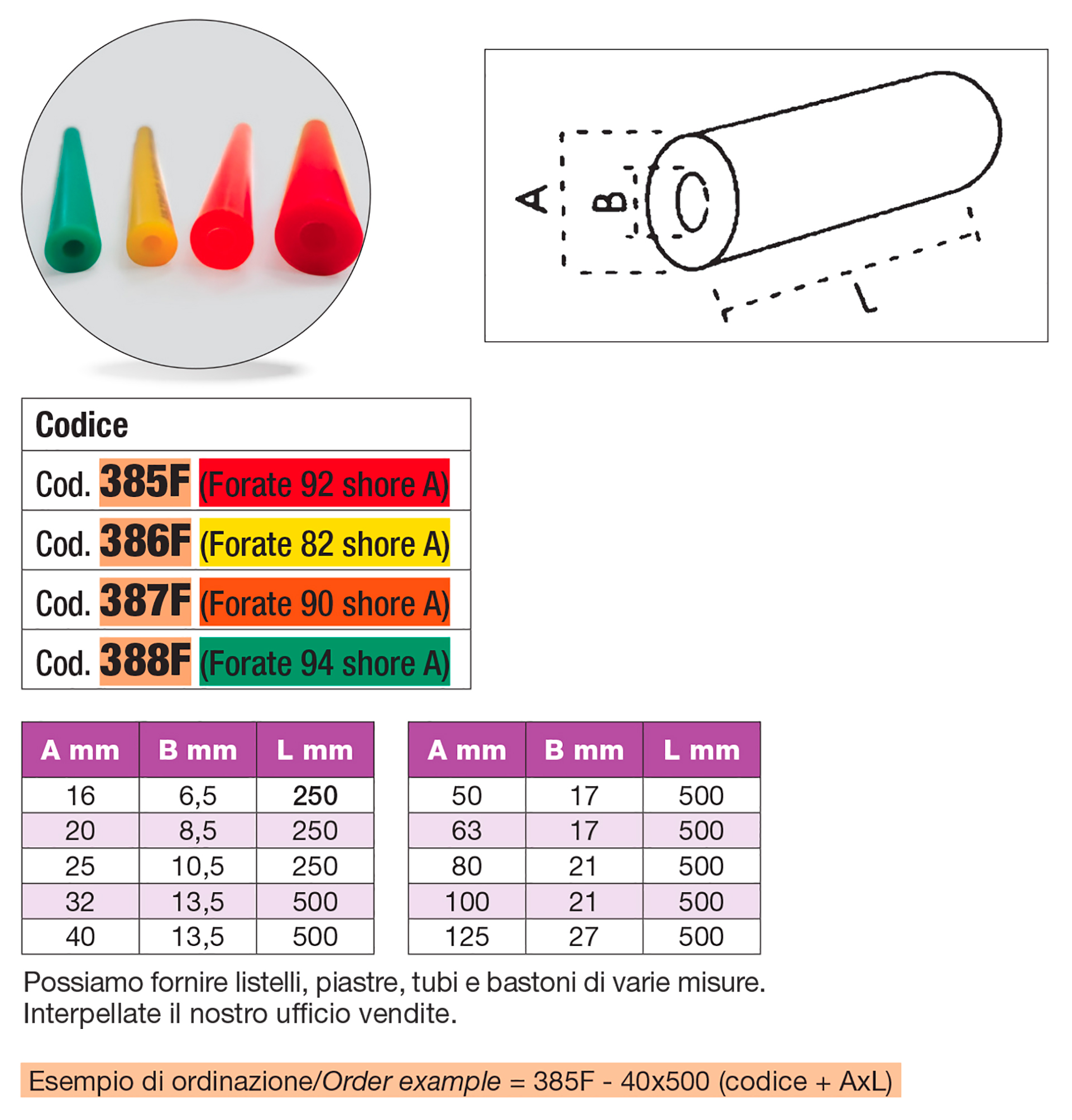 Elastomer hollow bars