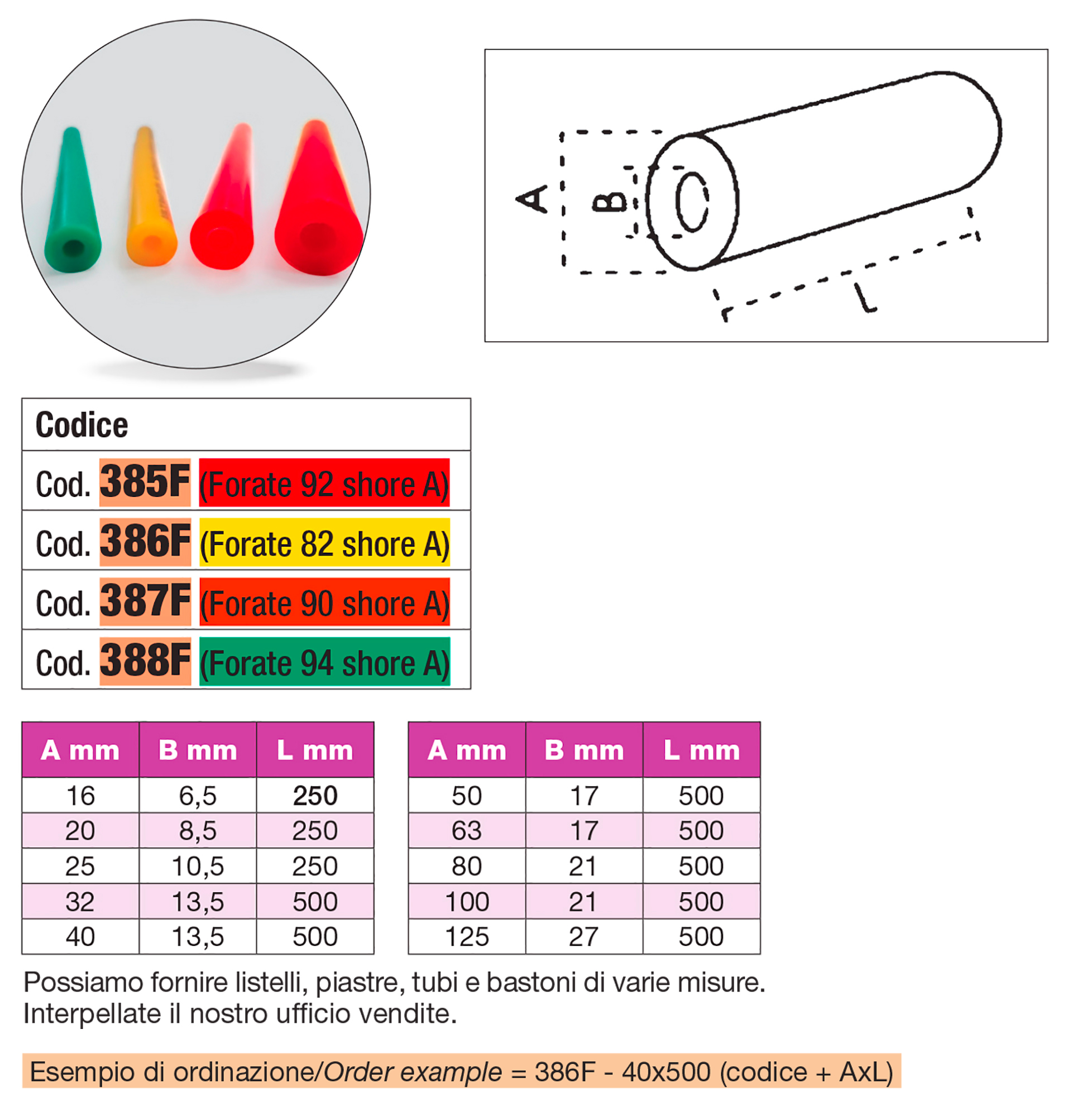 Elastomer hollow bars