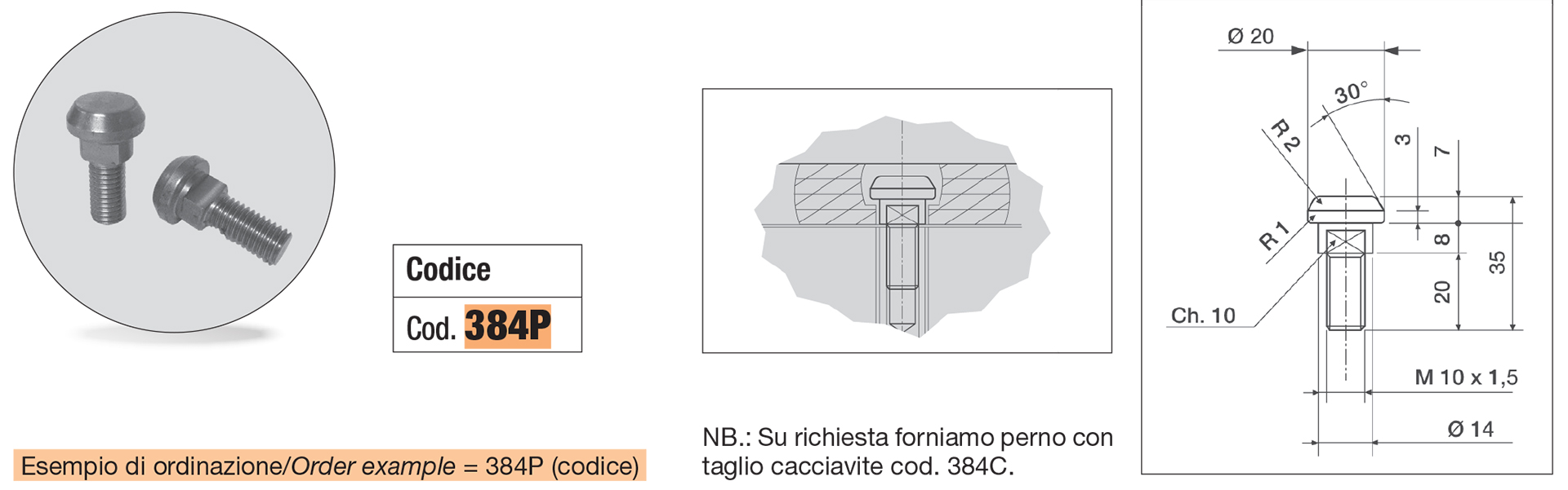 Perno per tasselli