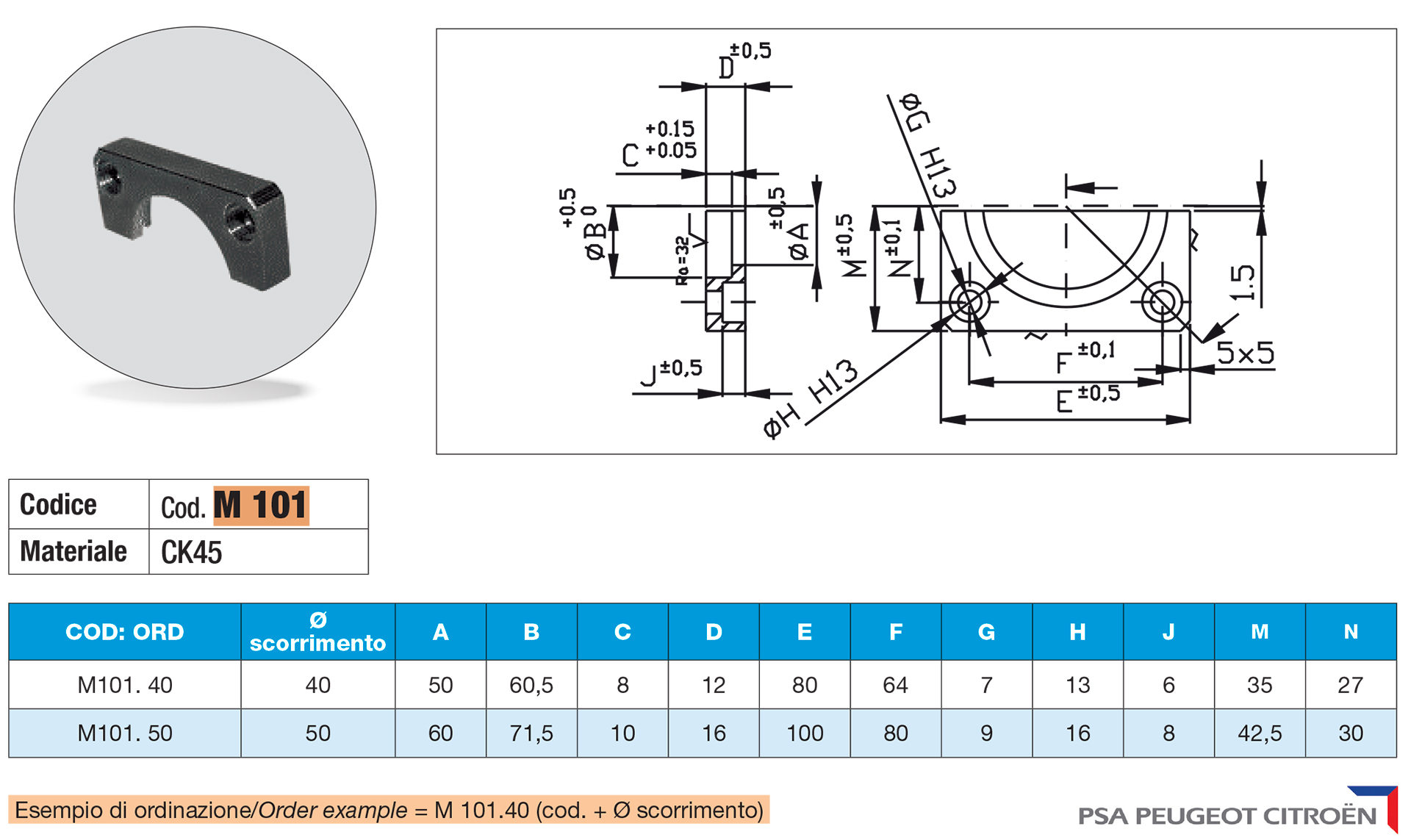 Retaining semi-flange - AFNOR