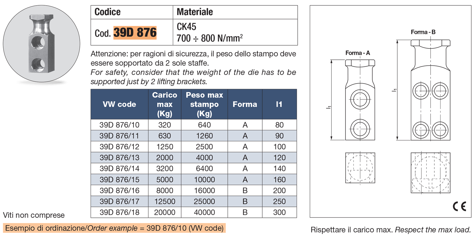 Lifting brackets VDI 3366