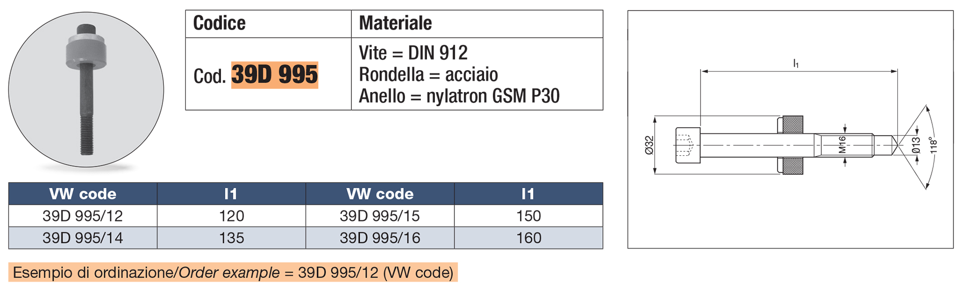 Perno con rondella