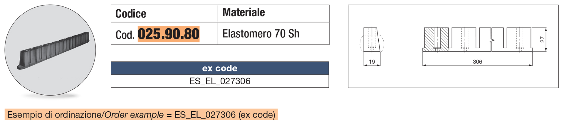 Estrattore in elastomero