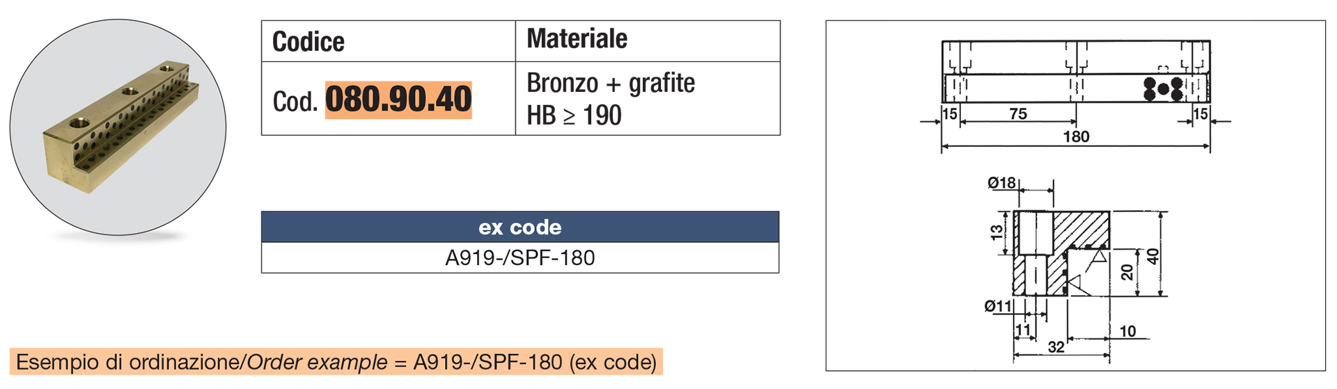 Angular guide self-lubricating
