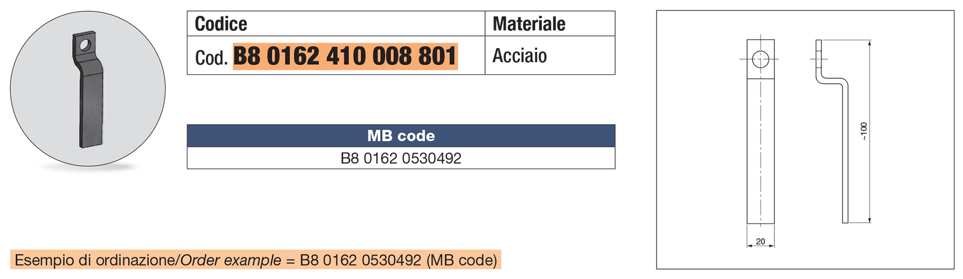 Staffa per perno di sollevamento