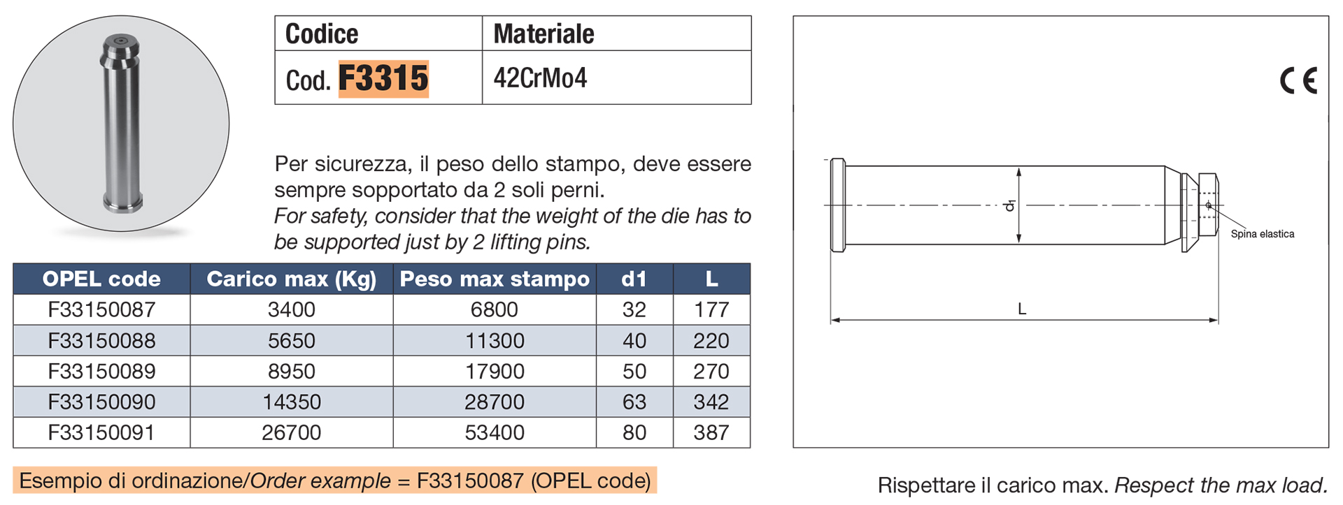 Lifting pin