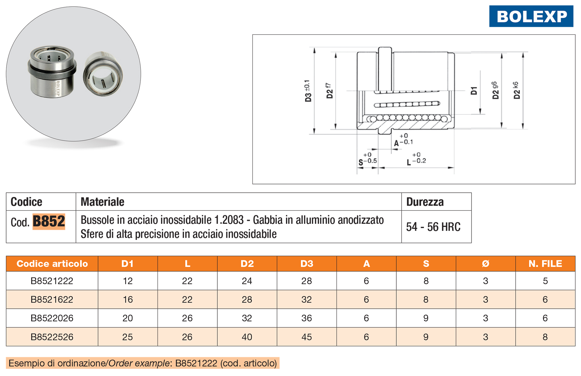 Ball guide bushings (stainless steel)