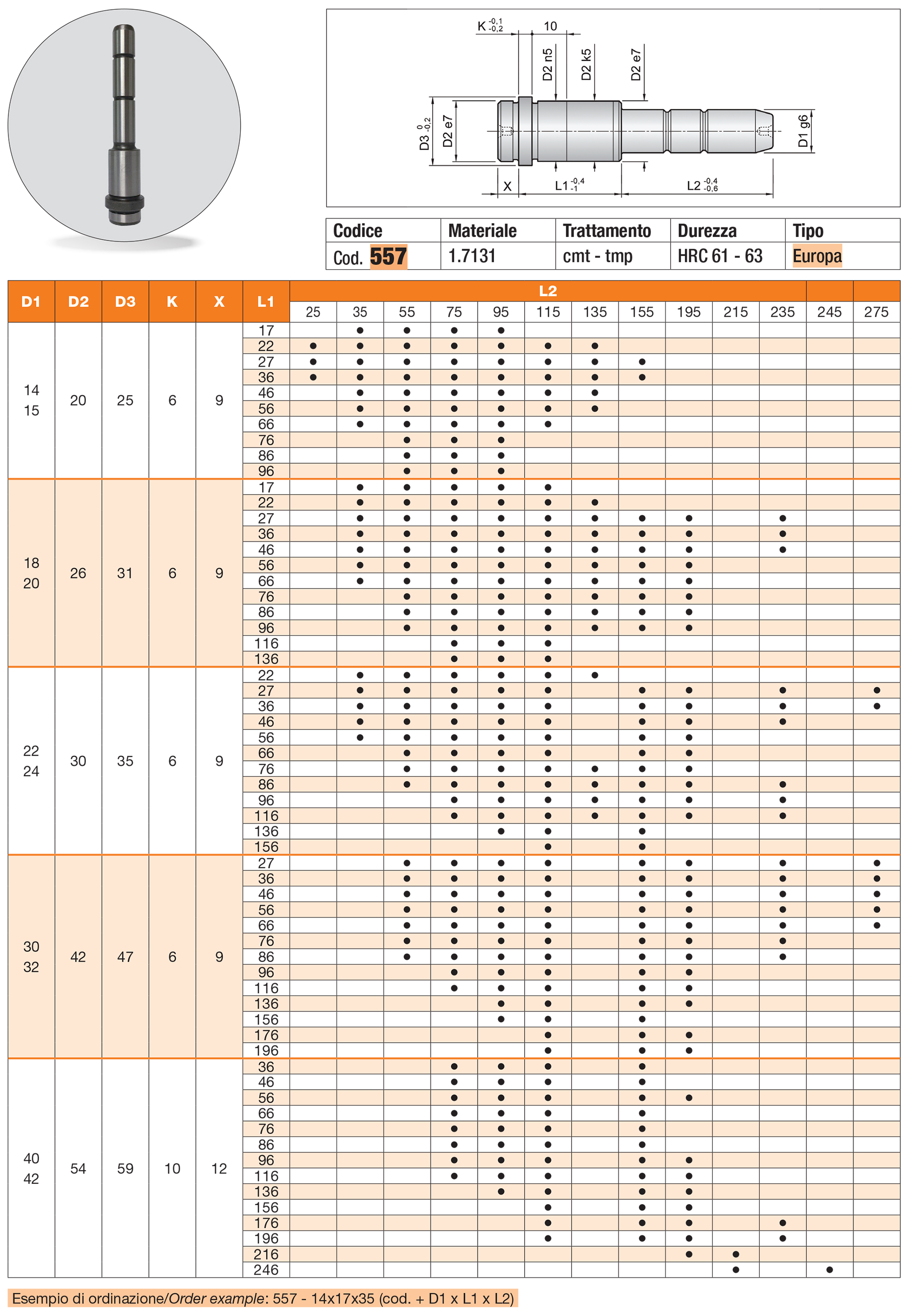 Guide pillar with centring collar (Europe series)