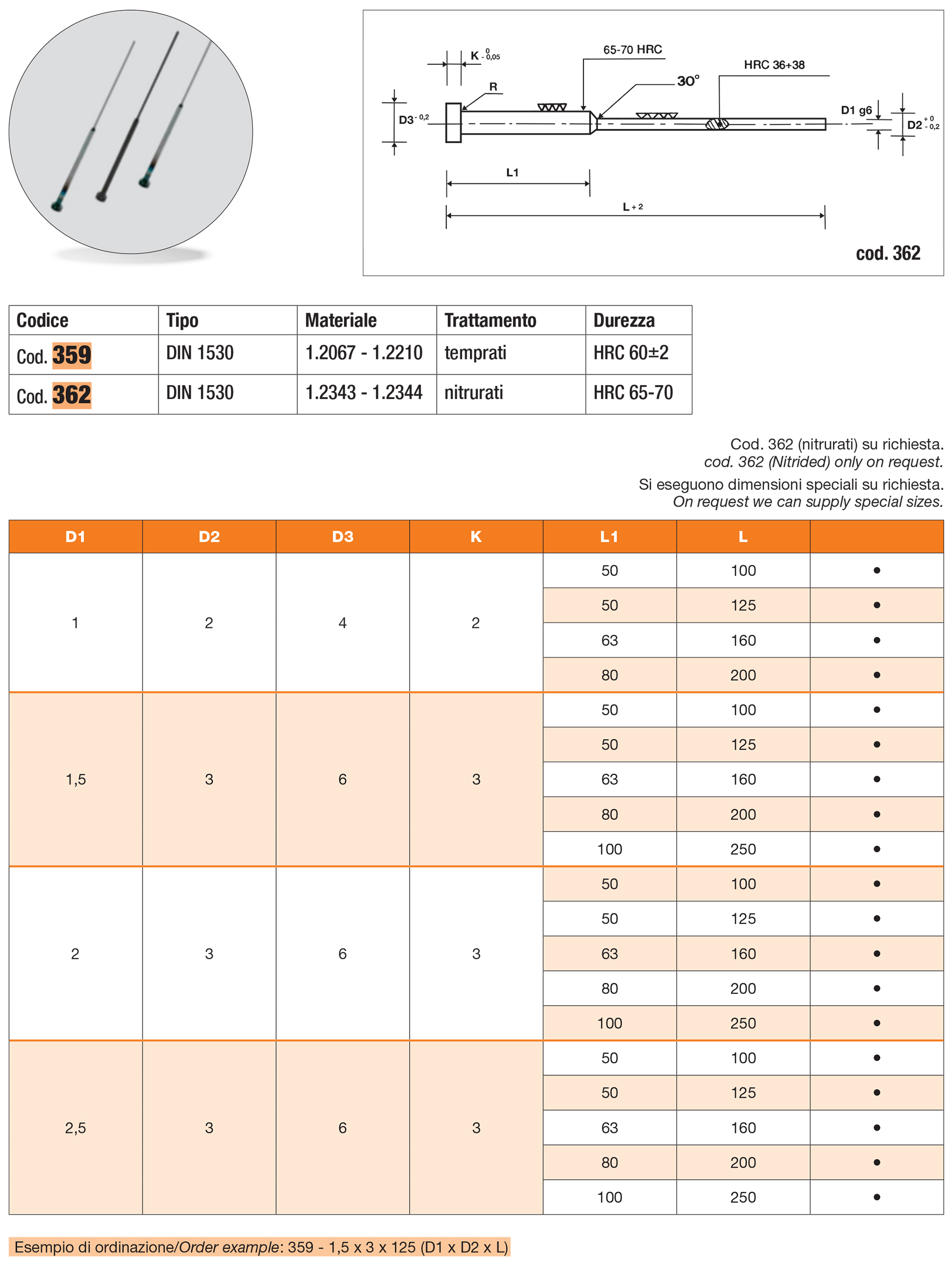 Ejector pin with cylindrical head - Form C