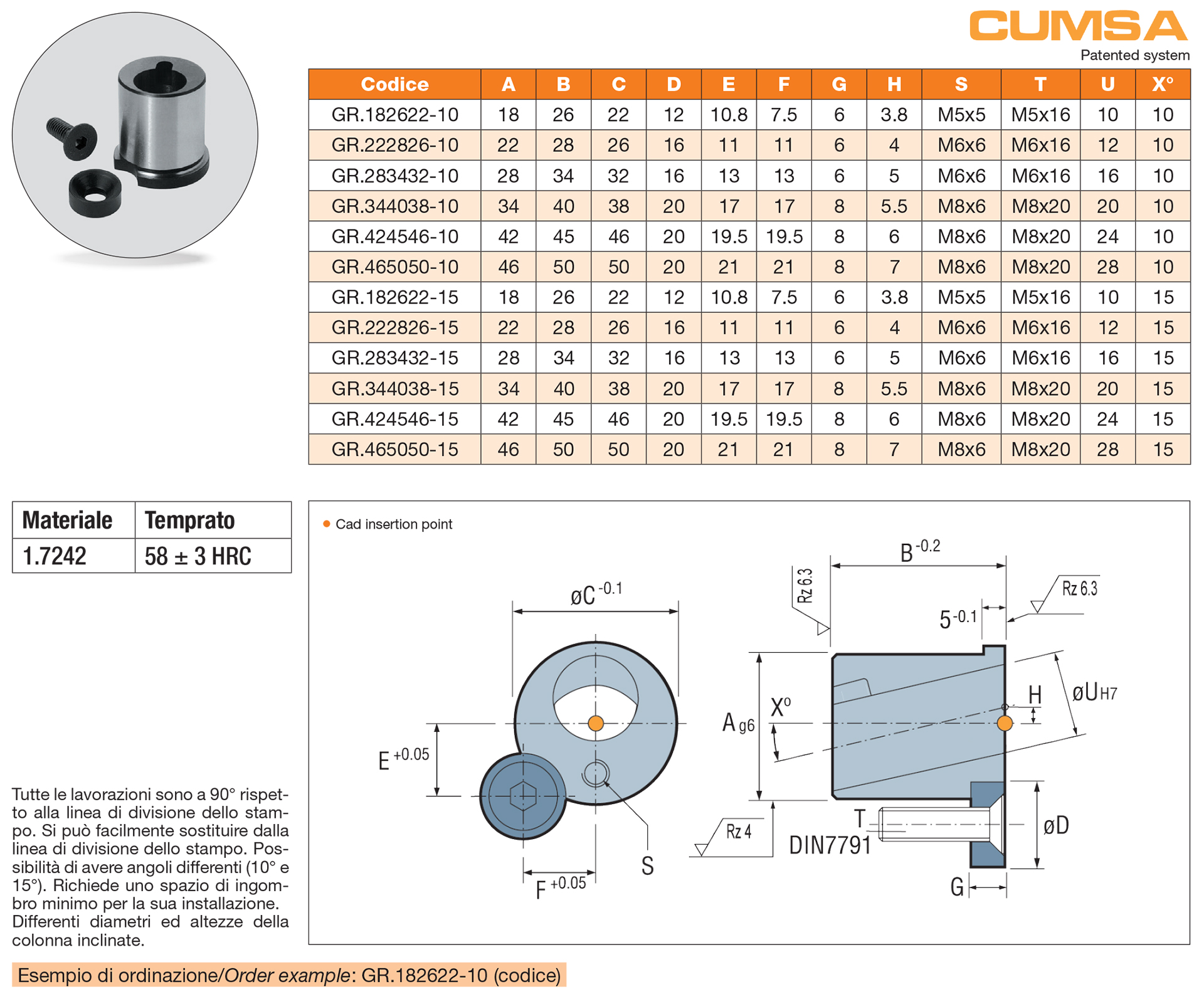 Angle pin housing