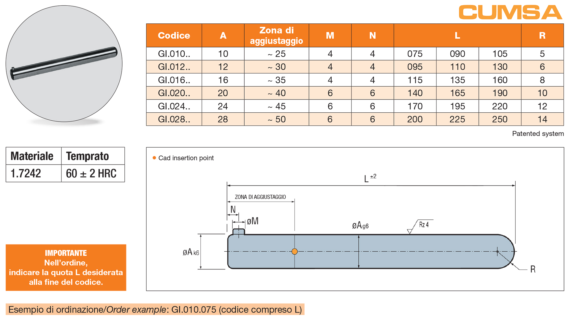 Angle pin