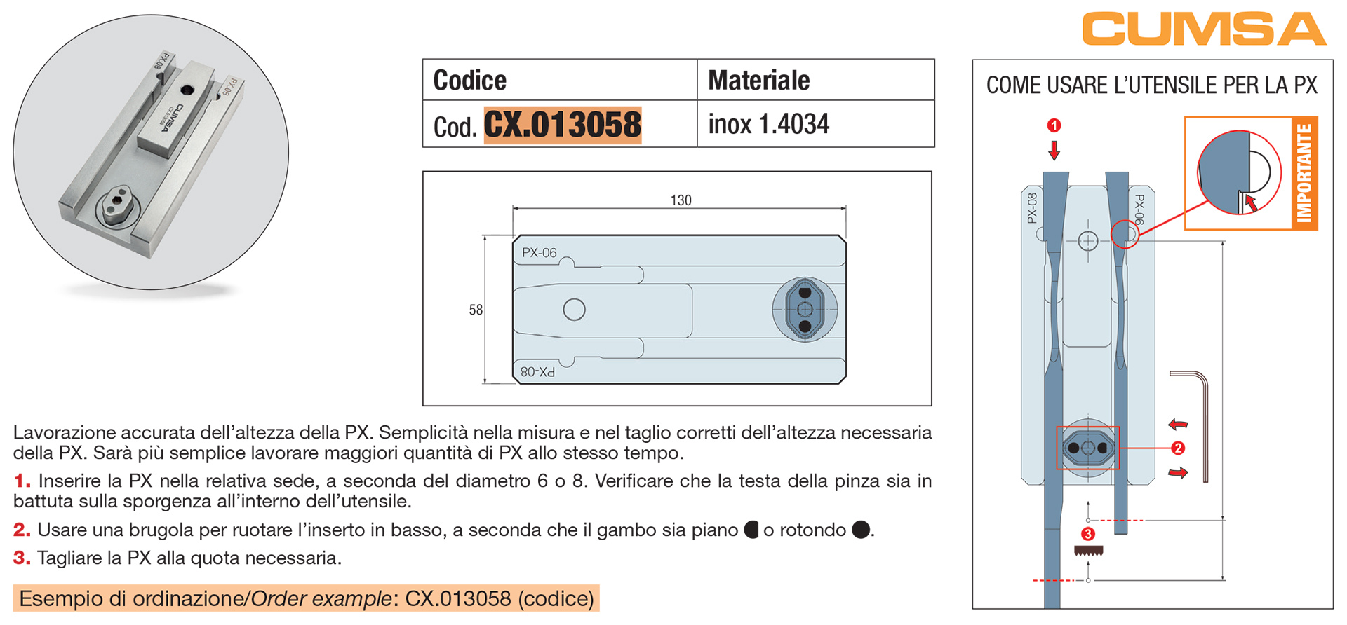 Utensile per lavorazione PX