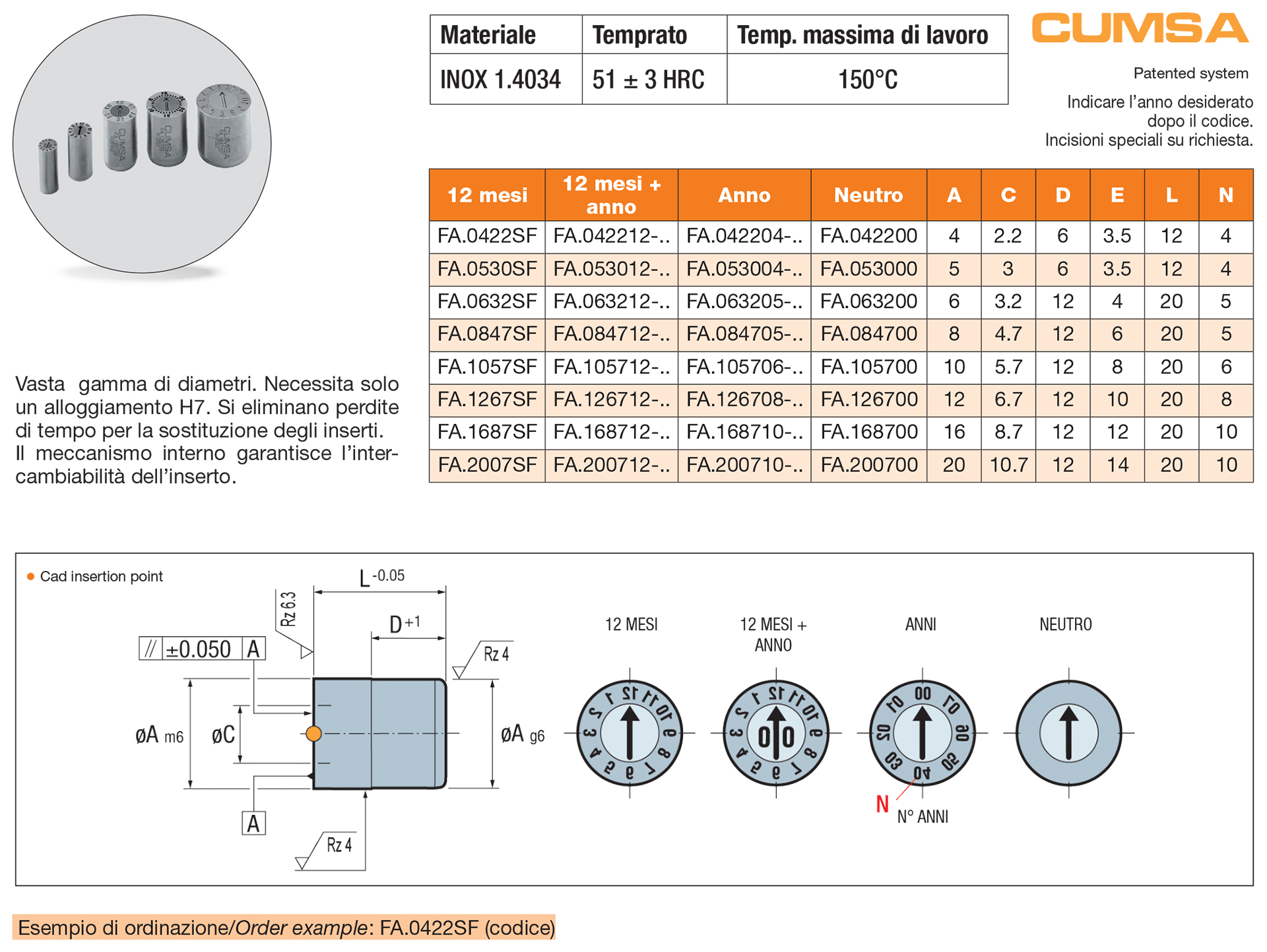 Datario annuale - 12 mesi