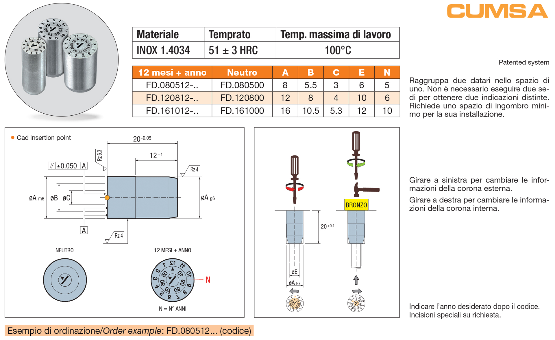 Datario doppio - 12 mesi + anno