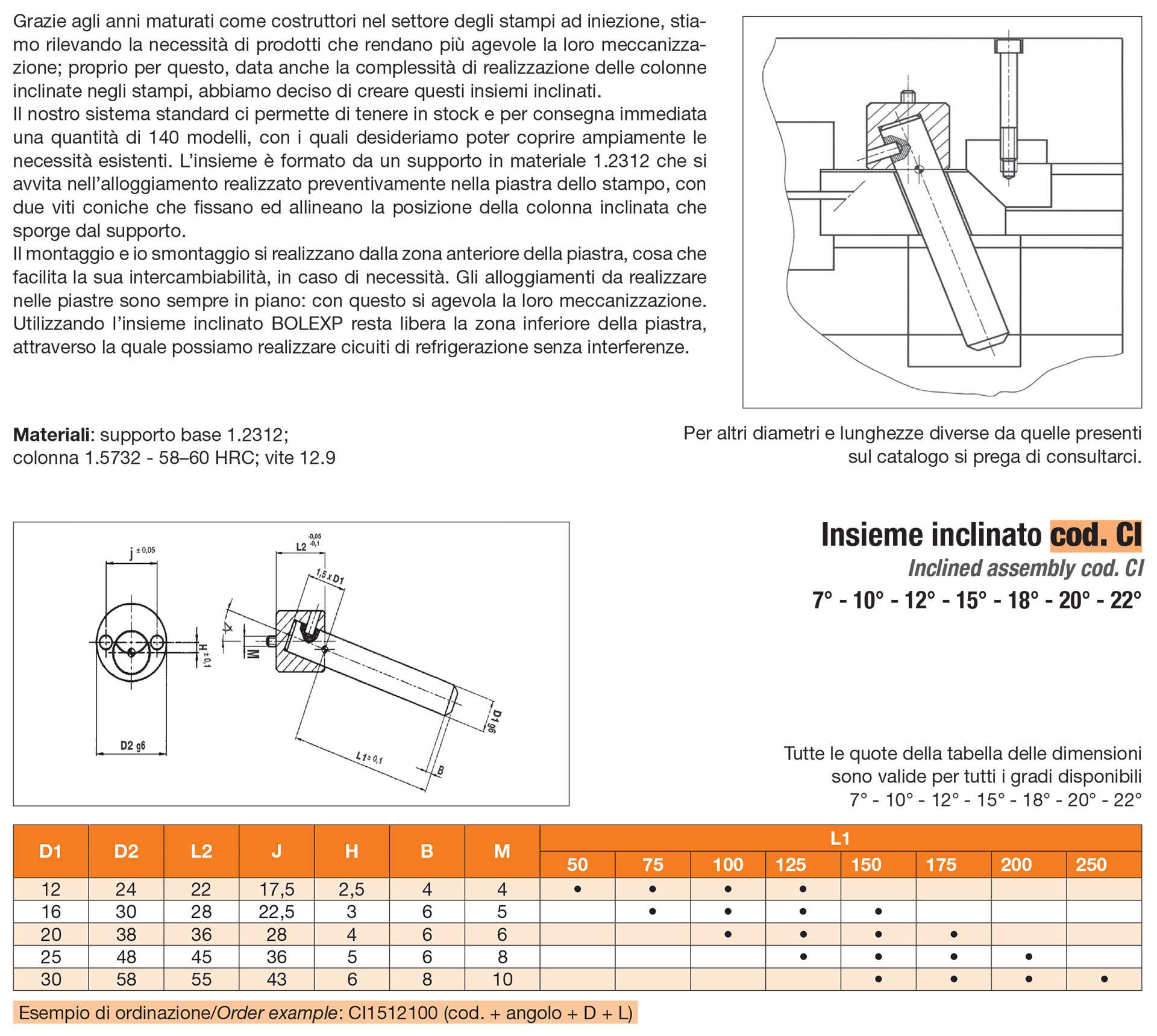 Inclined assembly