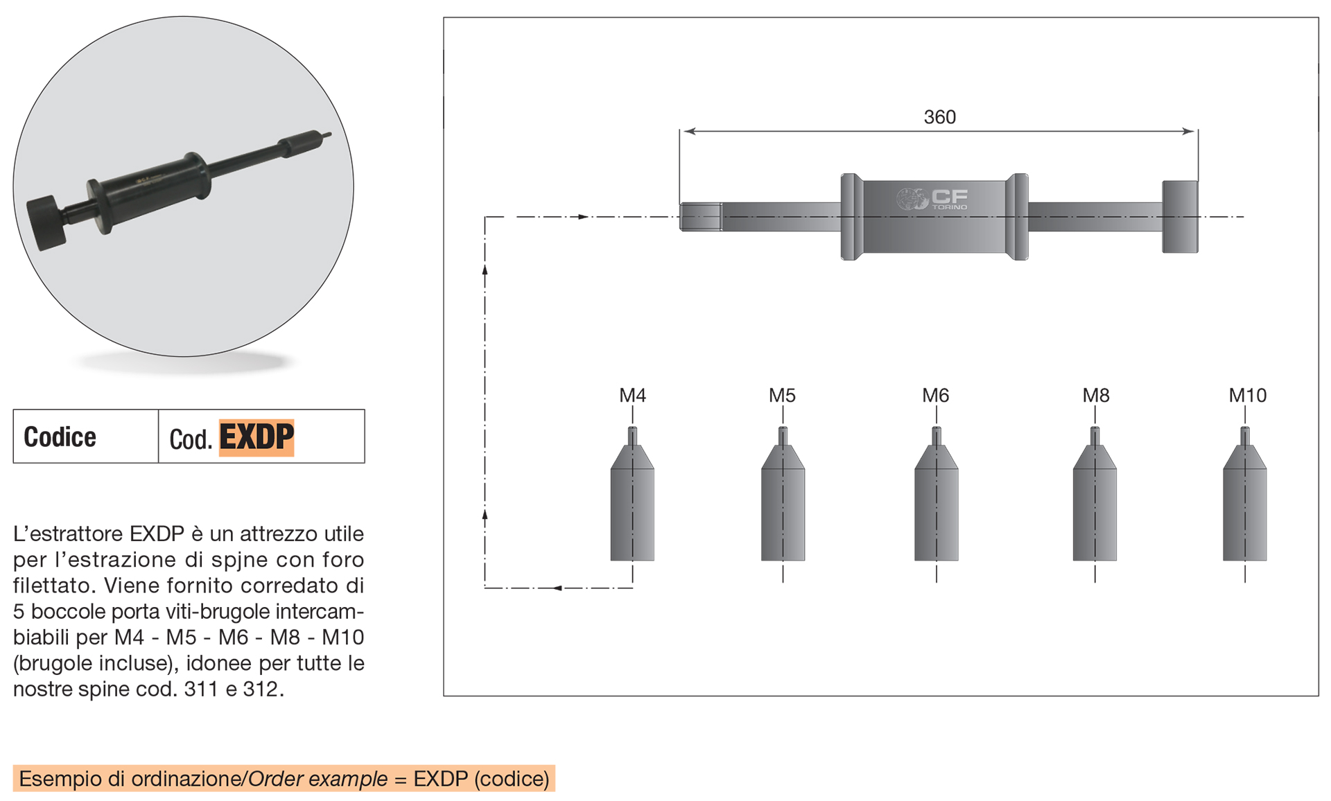 Estrattore per spine filettate