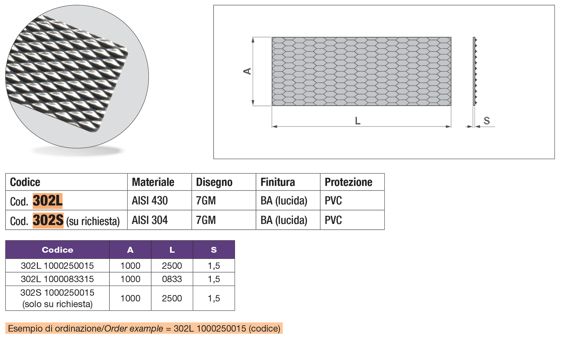 Stainless steel embossad sheet