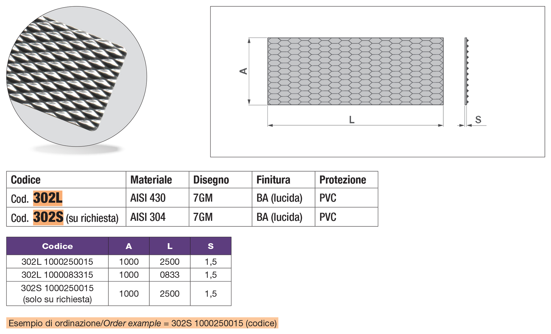 Stainless steel embossad sheet