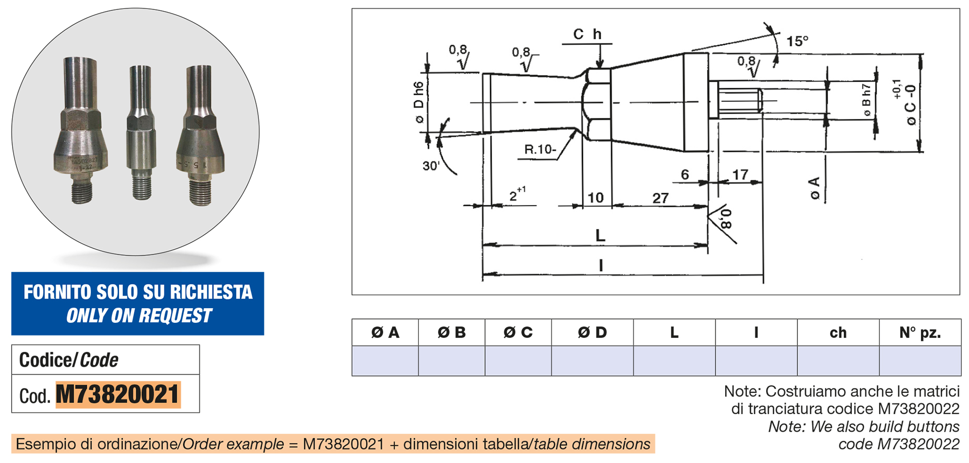 Punzoni speciali di tranciatura - filettati