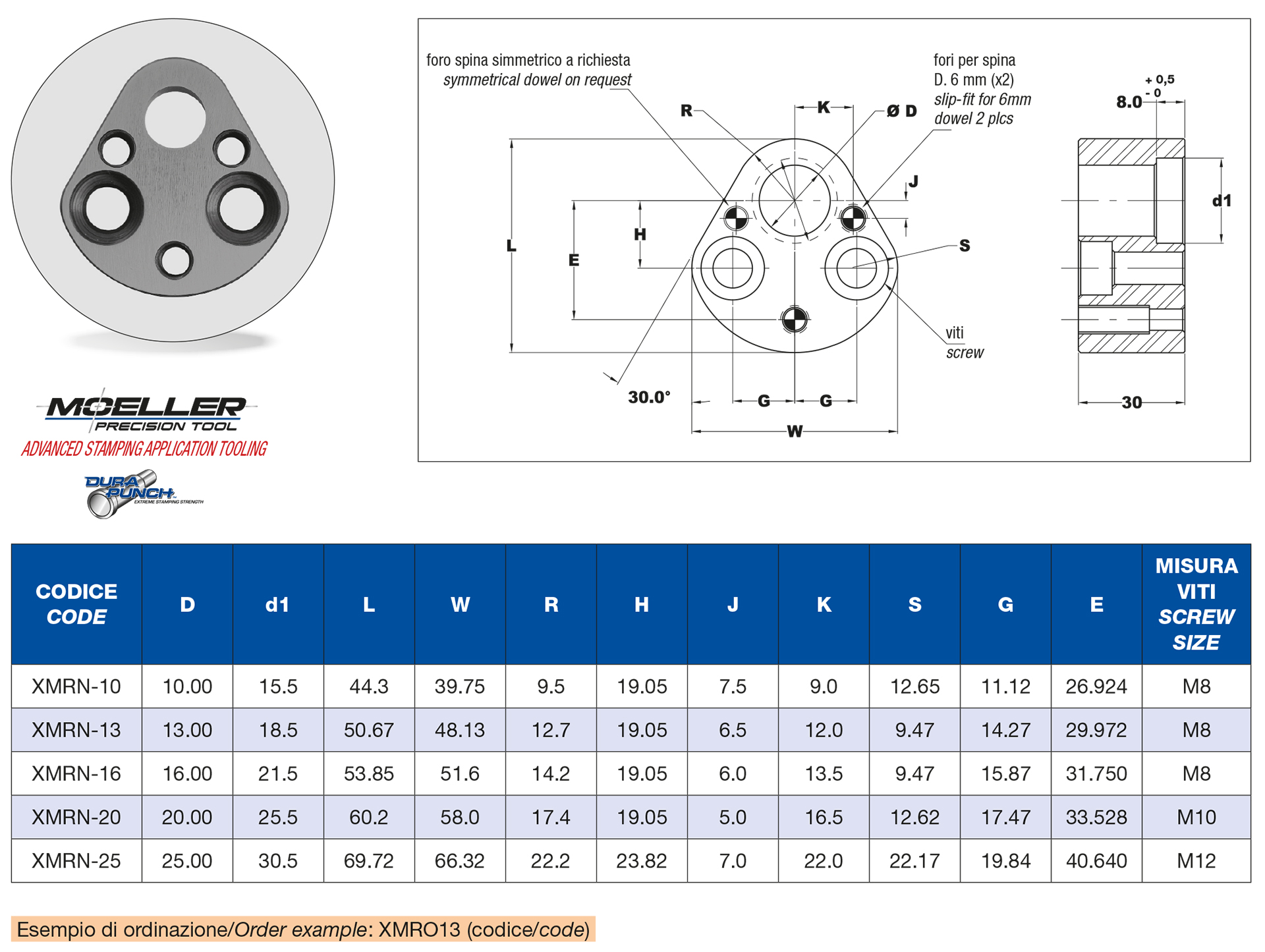 Portapunzoni XMRN per punzoni tondi