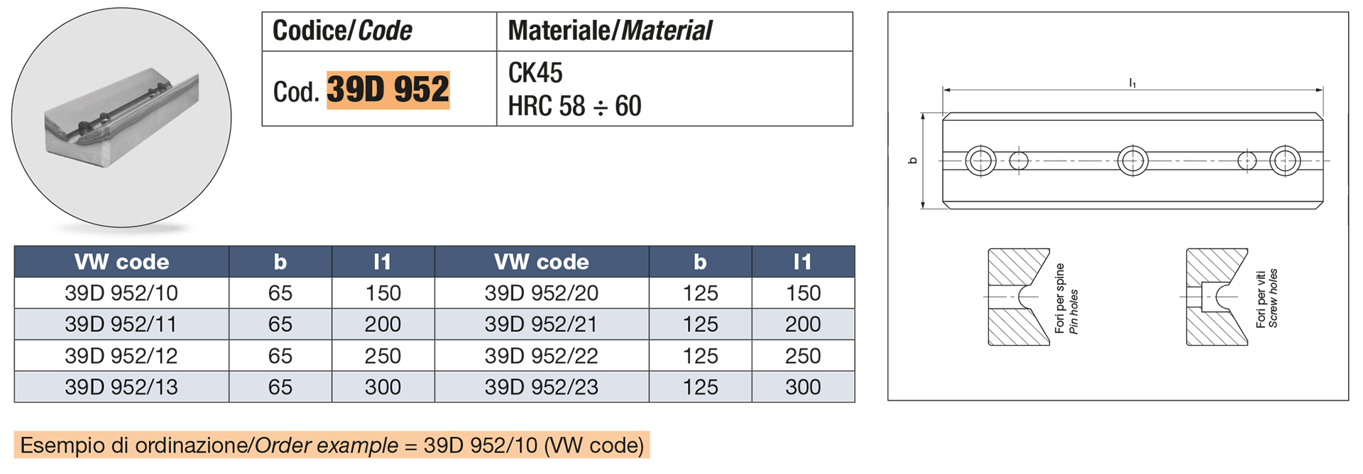 Guida a “V” in acciaio VDI 3357