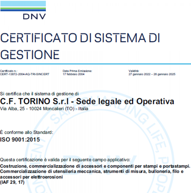 New Certificate ISO9001:2015