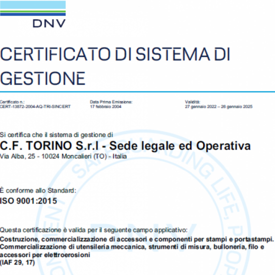 Nuovo Certificato ISO9001:2015